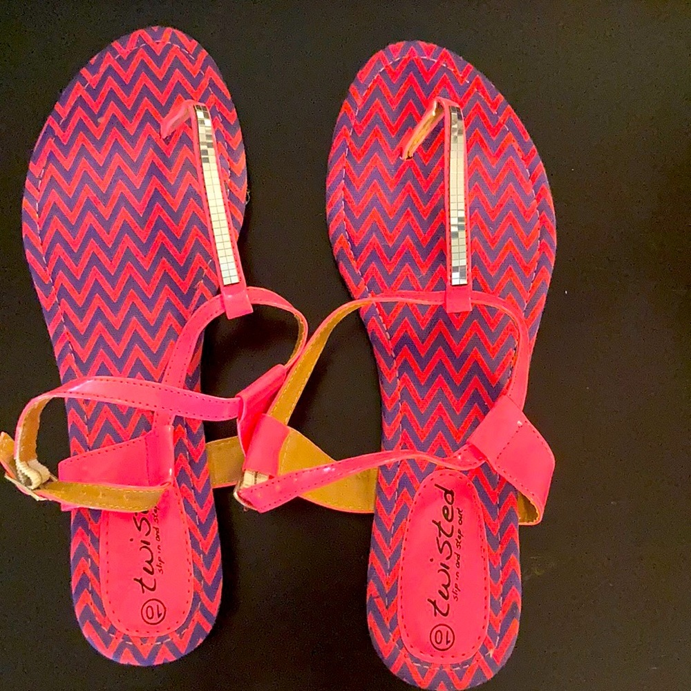 Twisted brand size 10 hot neon pink sandals.